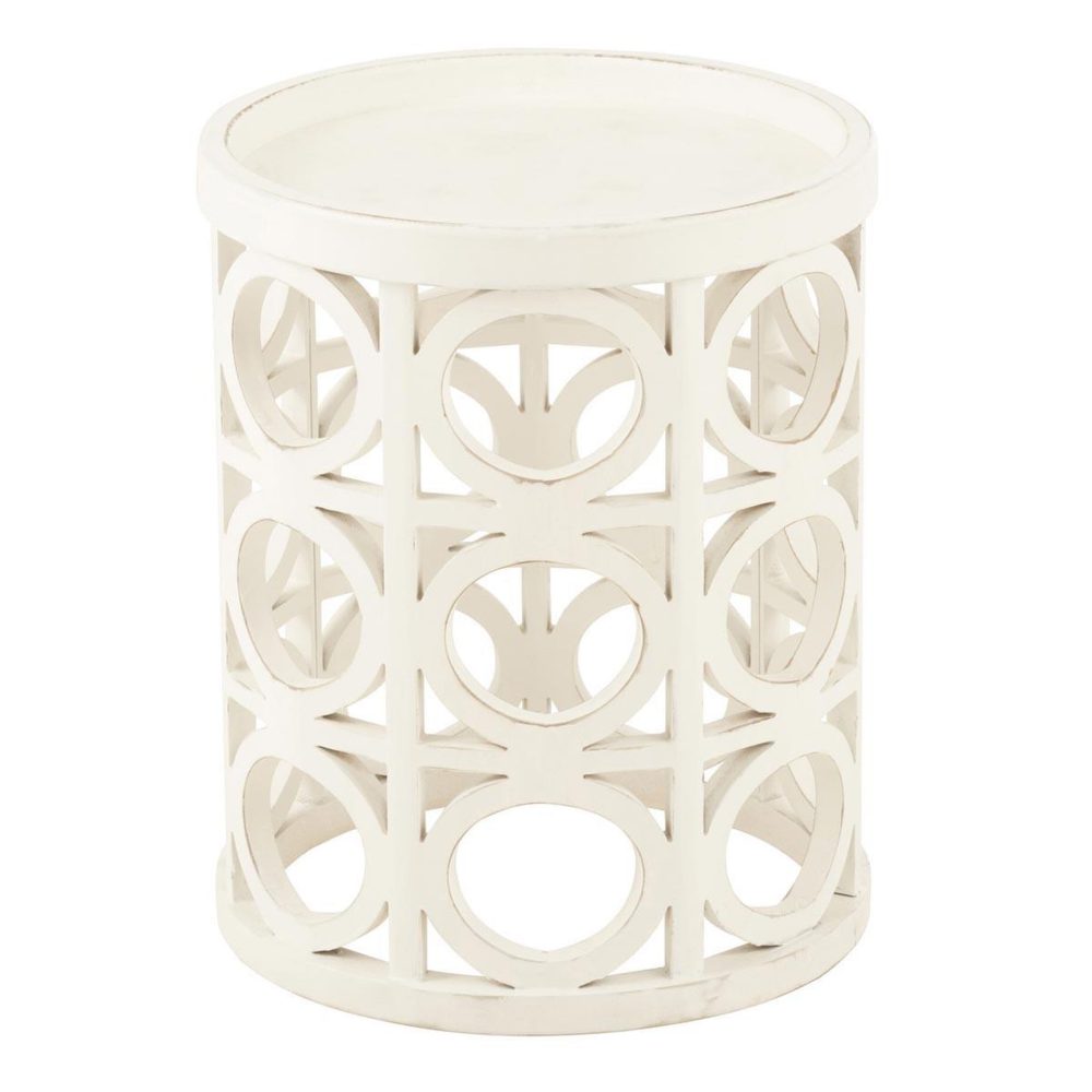 J-LINE Table d'appoint sculptée charity 50cm blanc