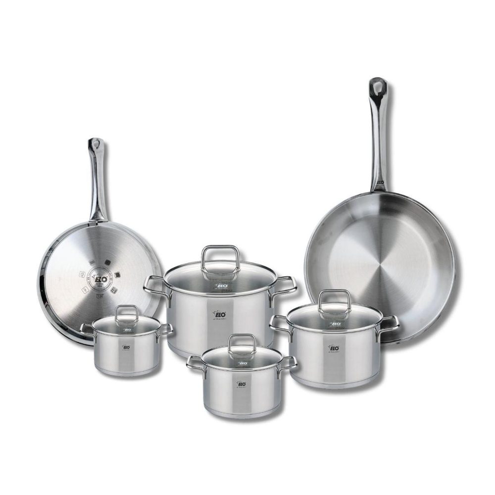ELO Ensemble de 2 poêles de cuisson 24 et 28 cm et 4 faitouts 12, 14, 16 et 20 cm elo profi citrin