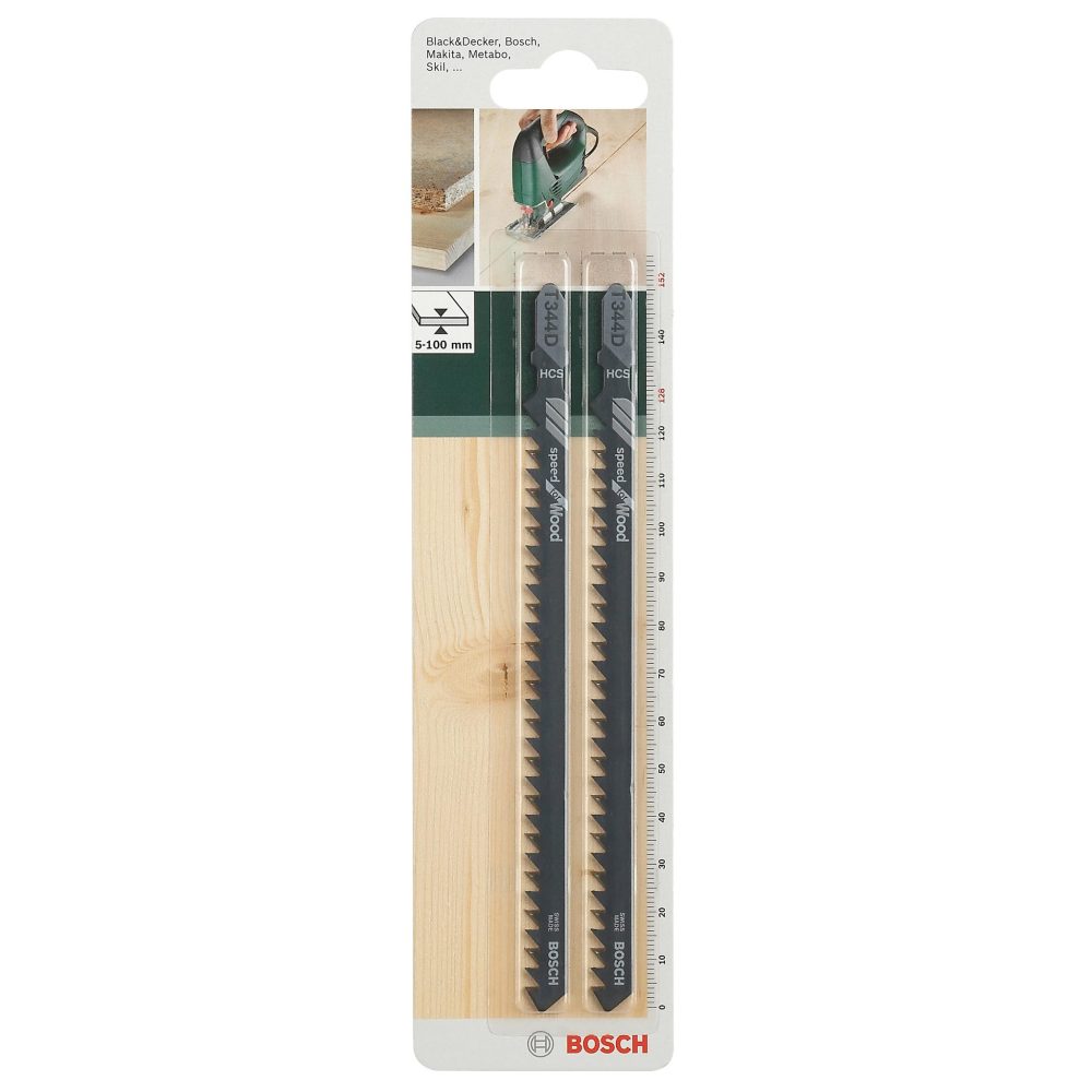 BOSCH Lot de 2 lames coupe rapide et grossière BOSCH T344d pour scie sauteuse