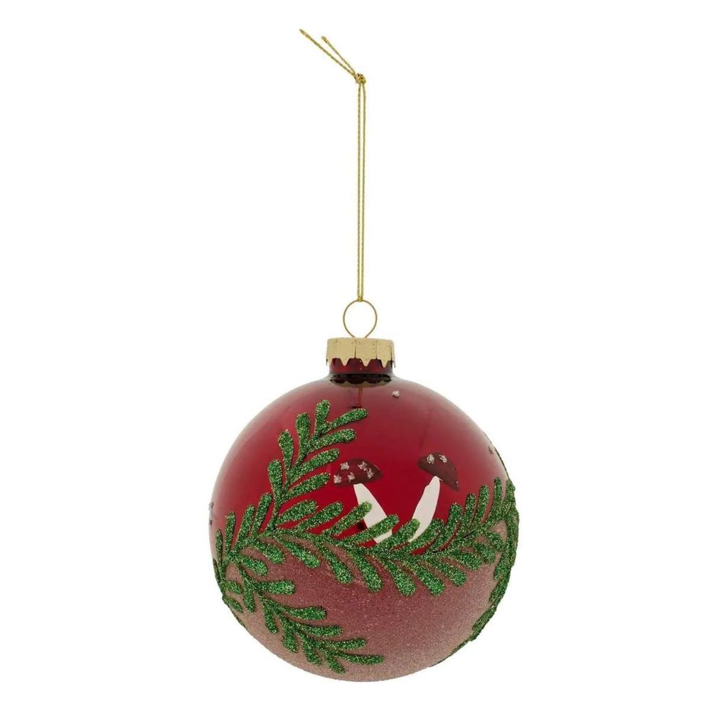 ATMOSPHERA Boule de noël en verre branches 9cm rouge