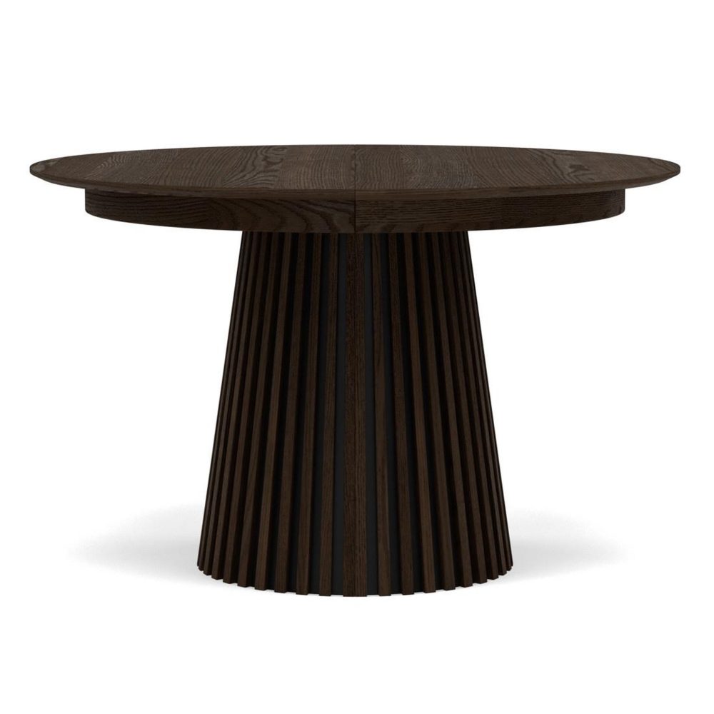 BEST MOBILIER Freya - table à manger ronde extensible - effet bois foncé - 4 à 8 personnes