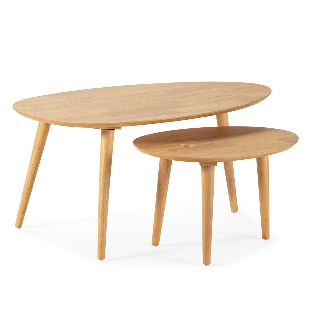 VS VENTA-STOCK Set de 2 tables basses Eclipse couleur chêne, bois massif