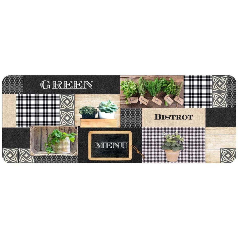 Douceur d'Intérieur Tapis de cuisine mousse green bistrot 45x120cm multicolore
