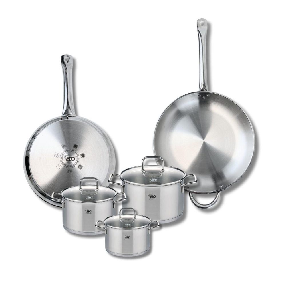ELO Ensemble de 2 poêles de cuisson 28 et 32 cm et 3 faitouts 14, 16 et 20 cm elo profi citrin