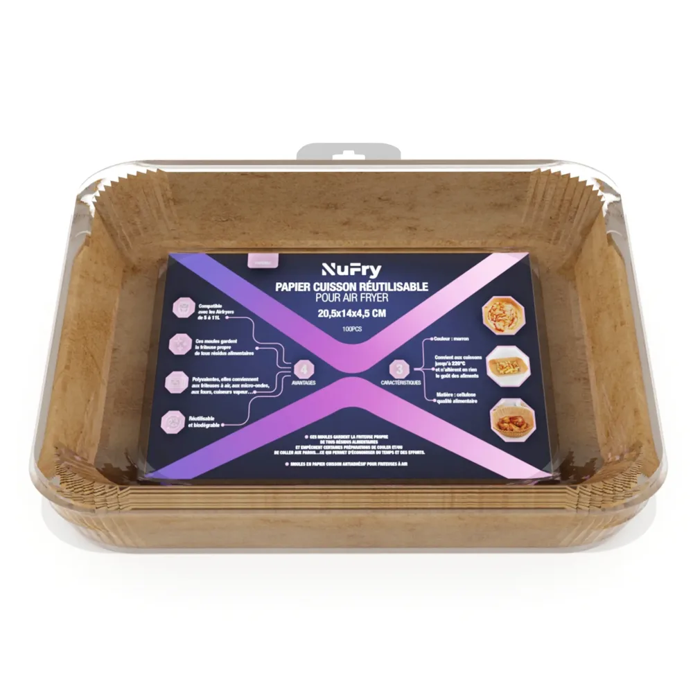 NUFRY Moule papier cuisson réutilisable 20,5x14x4,5 cm - Marron