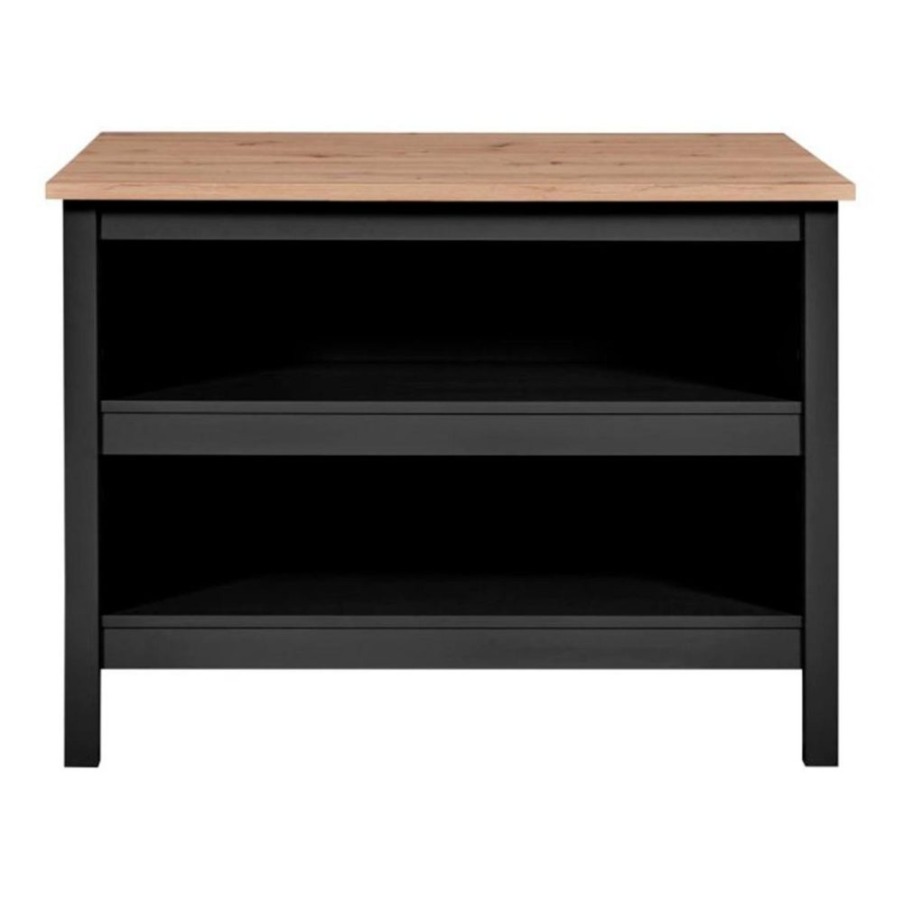 INTERLINK Ilot de cuisine melina 124cm noir & chêne
