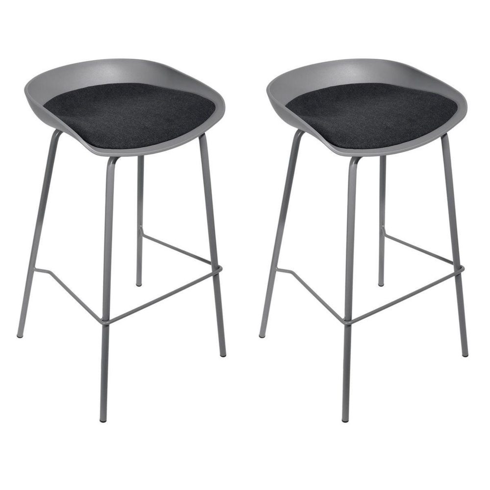 The Home Deco Factory Lot de 2 tabourets de bar hella 84cm gris