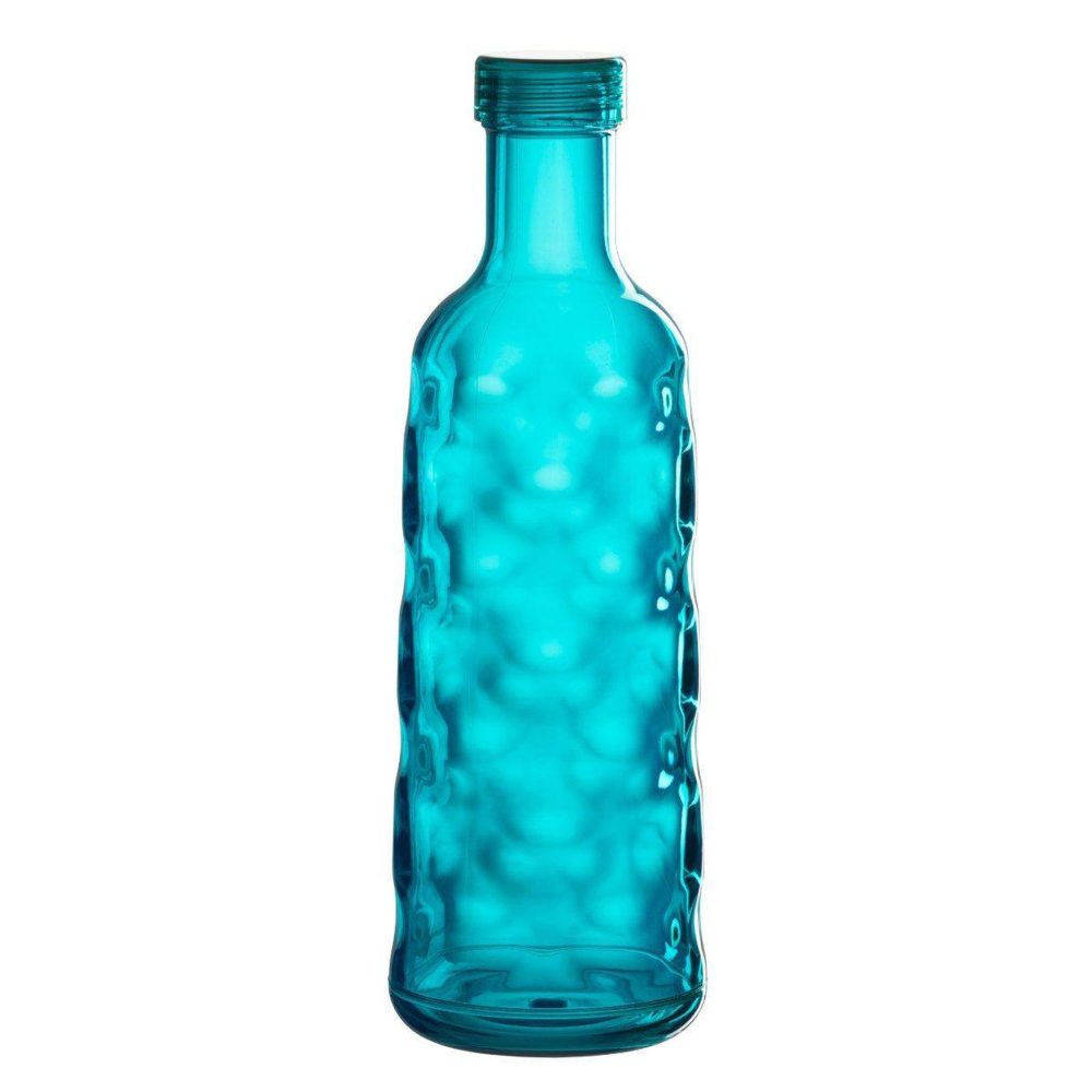 J-LINE Bouteille en plastique martelé 1,15l bleu
