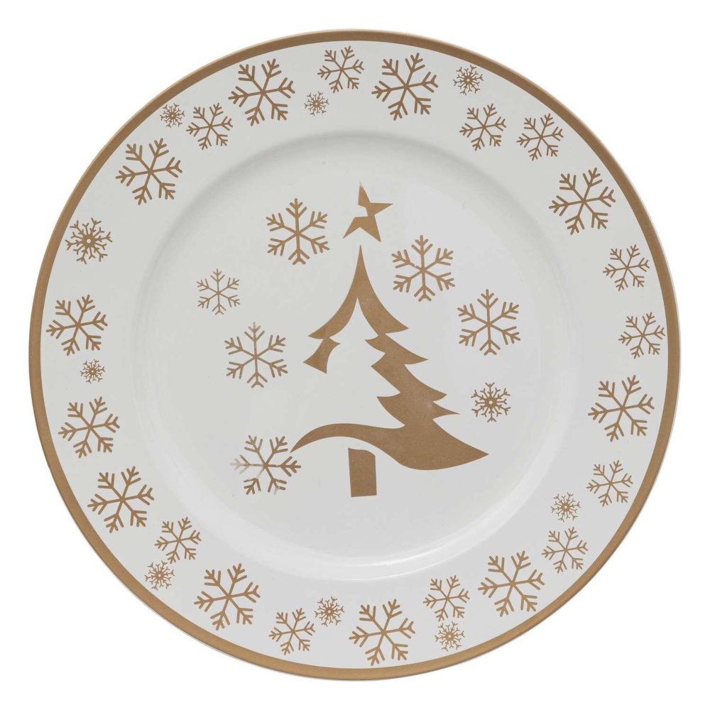 TOILINUX Lot de 12 dessous d'assiette sapin diam 33 cm - or