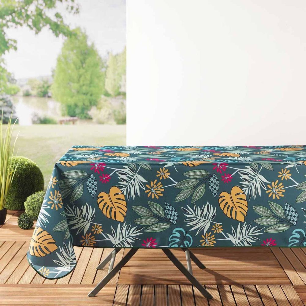 Douceur d'Intérieur Nappe toile cirée lilidae 140x300cm turquoise