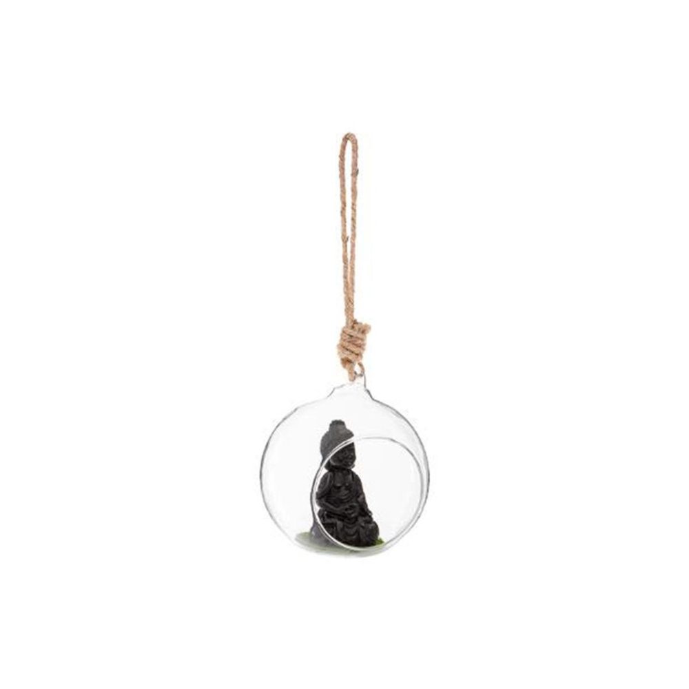 ATMOSPHERA Boule en verre suspendue bouddha 10cm transparent