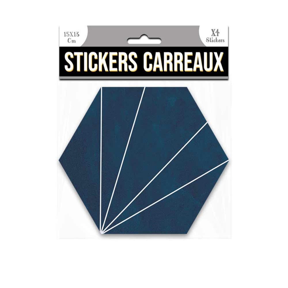 SUD TRADING 4 stickers hexagonal - 15 x 13 cm - bleu