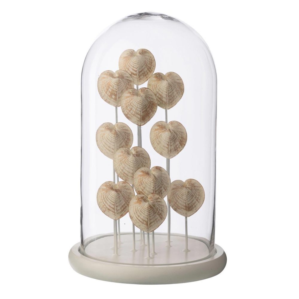 J-LINE Cloche déco en verre coquillage 38cm bronze