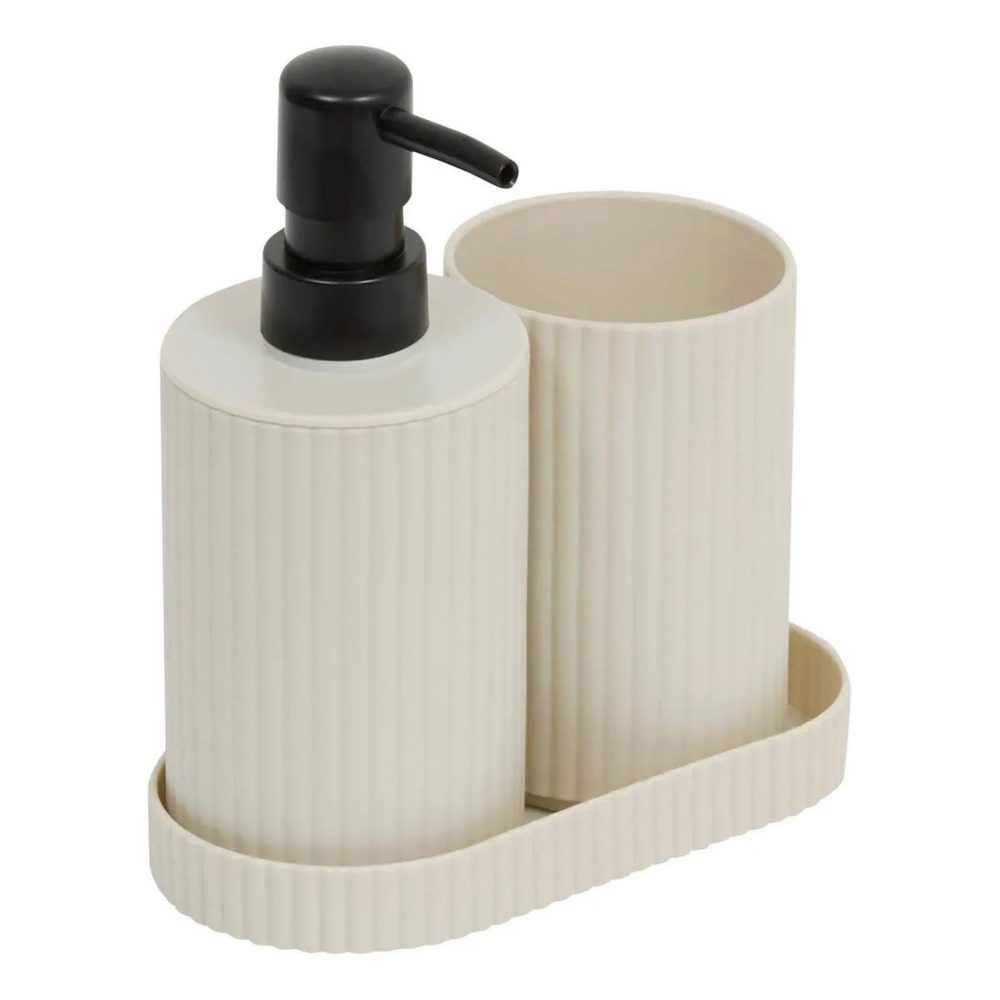 FIVE Lot de 3 accessoires de salle de bain mily 17cm beige