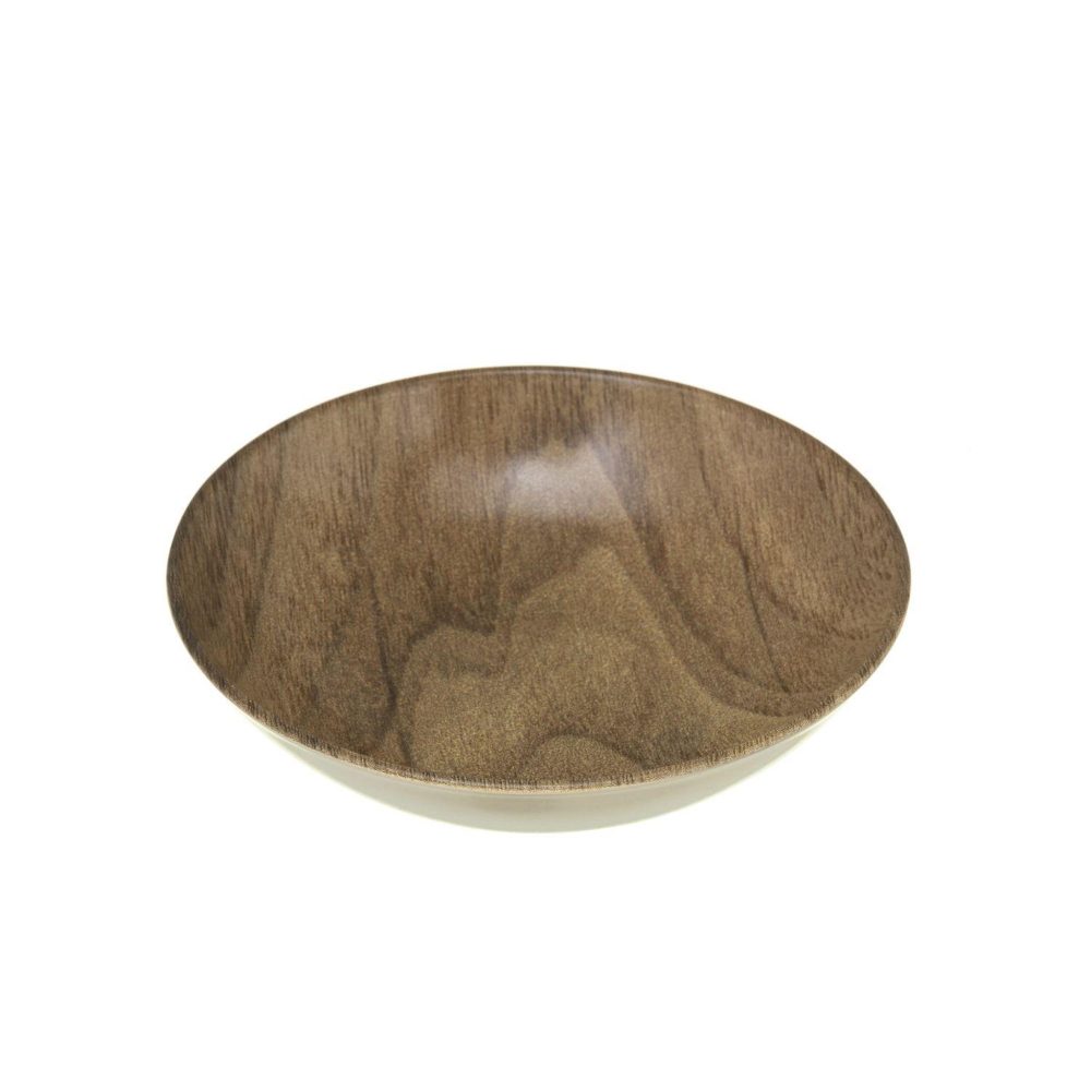 SECRET DE GOURMET Assiette creuse design bois mood - diam. 20 cm - marron
