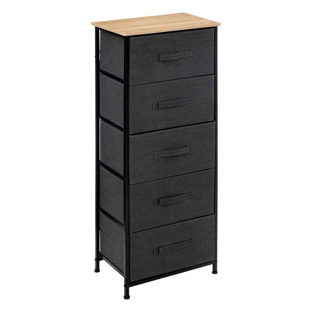 FIVE Meuble de rangement 5 tiroirs tissa 114cm gris foncé
