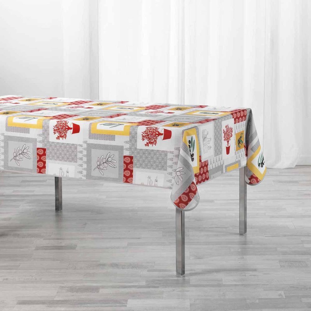 Douceur d'Intérieur Nappe antitache graziella 150x240cm jaune & brique