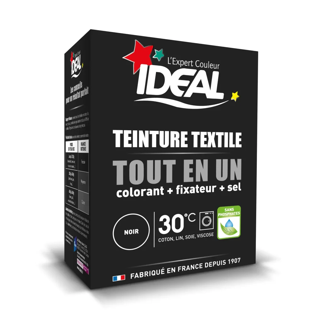 IDEAL Teinture textile noir en poudre tout en 1 230g