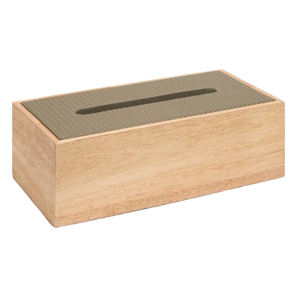 ATMOSPHERA Boîte à mouchoirs en bois bonie 27cm kaki