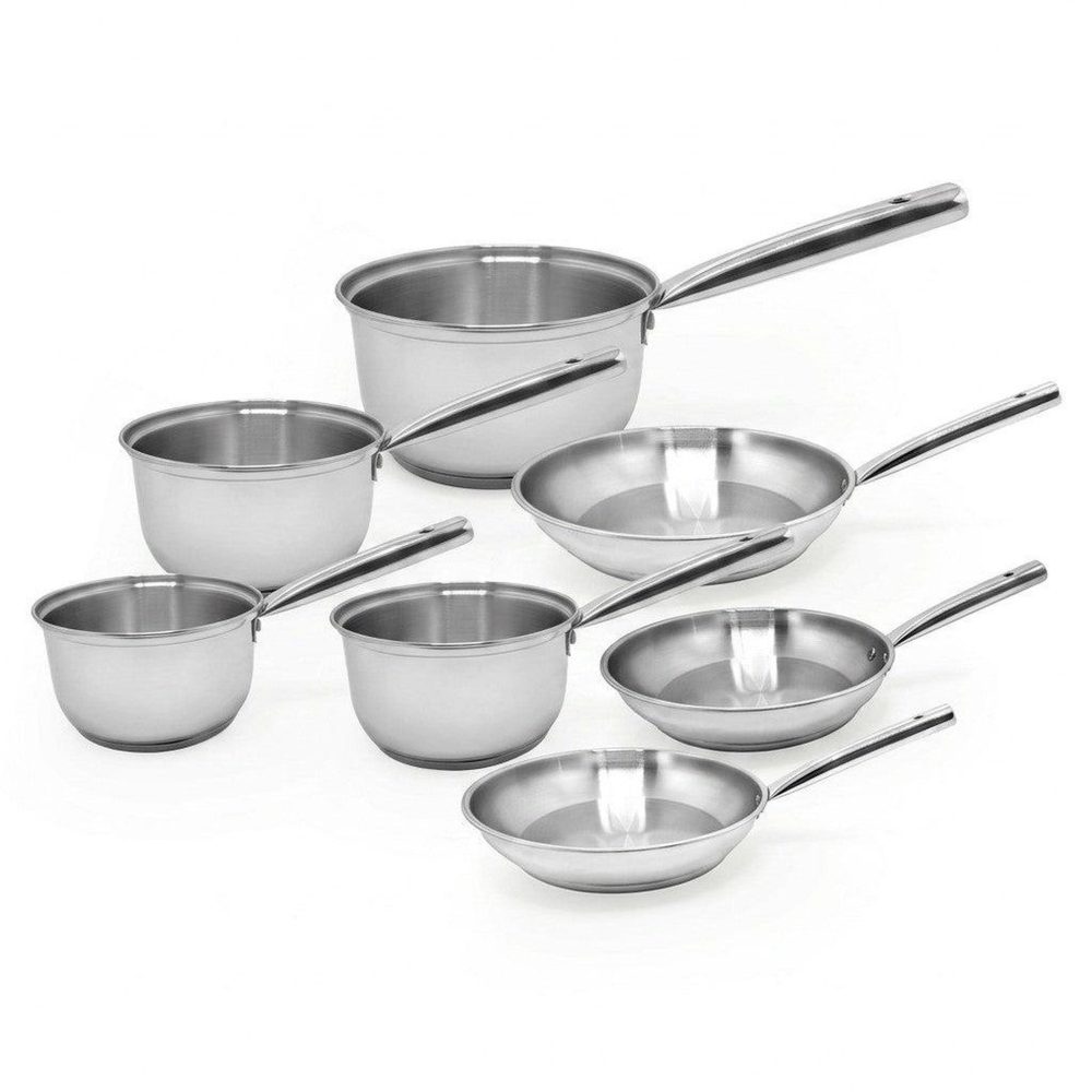 Fackelmann Lot de 4 casseroles 16/18/20/22 cm et 3 poêles 20/24/28 cm en inox fackelmann rhona