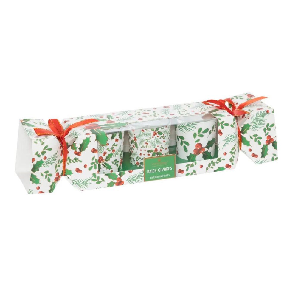 ATMOSPHERA Lot de 3 bougies parfumées houx 135g baies givrées