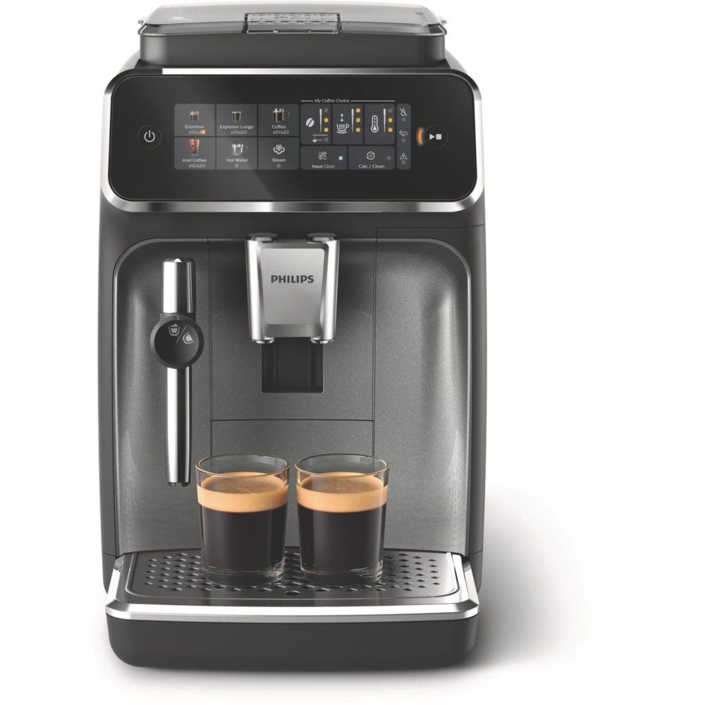 Philips Expresso broyeur ep3329/70 cafetière à grain série 3300, mousseur à lait, 5 boissons, silentbrew, noir mat