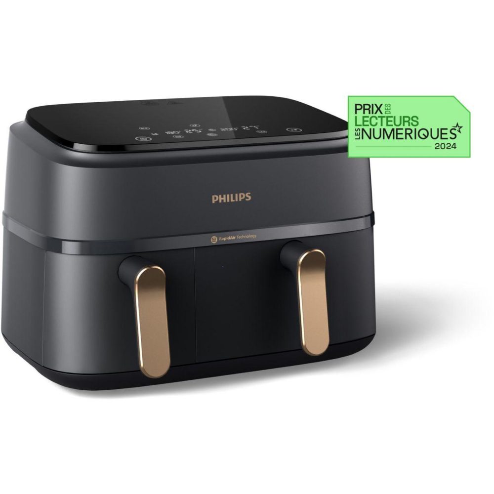 Philips Airfryer na352/00 friteuse sans huile double panier noir/doré, série 3000 9l (3+6l)