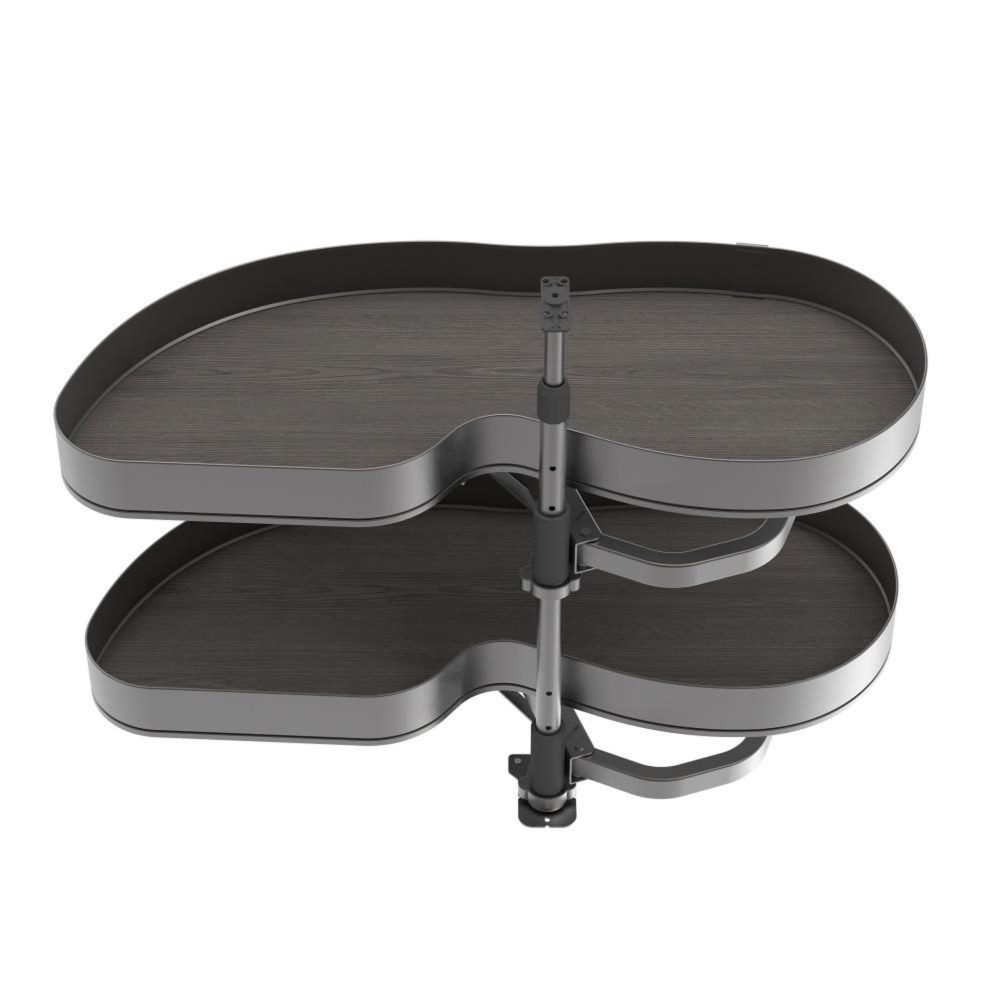 EMUCA SRL Systéme d'angle Lake Harmony pour meuble de cuisine - Gauche - Hauteur réglable - Acier et Bois - Gris anthracite