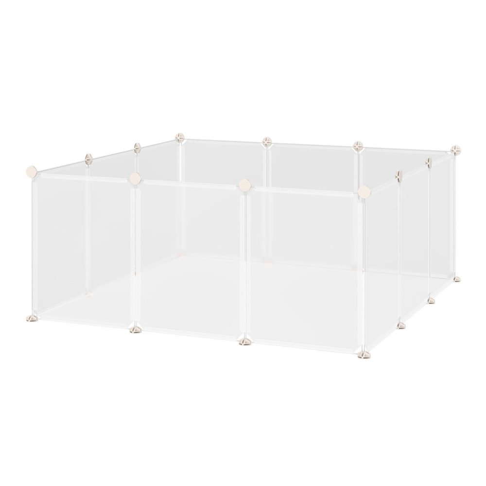 PAWHUT Cage parc enclos modulable petits animaux - dim. 105l x 105l x 45h cm - 12 panneaux résine pp opaque