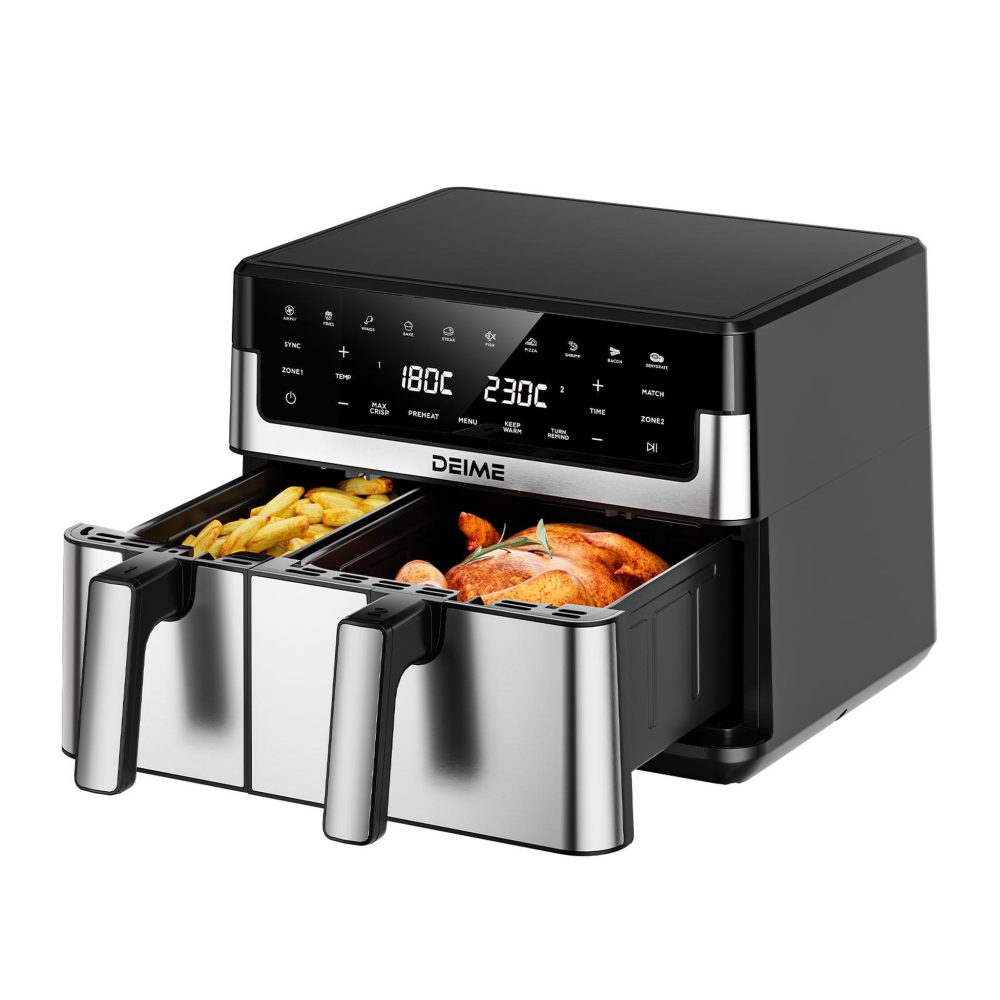 DEIME DEIME - Airfryer 10 l 2800 w 10 programmes avec fenêtre de cuisson – inox