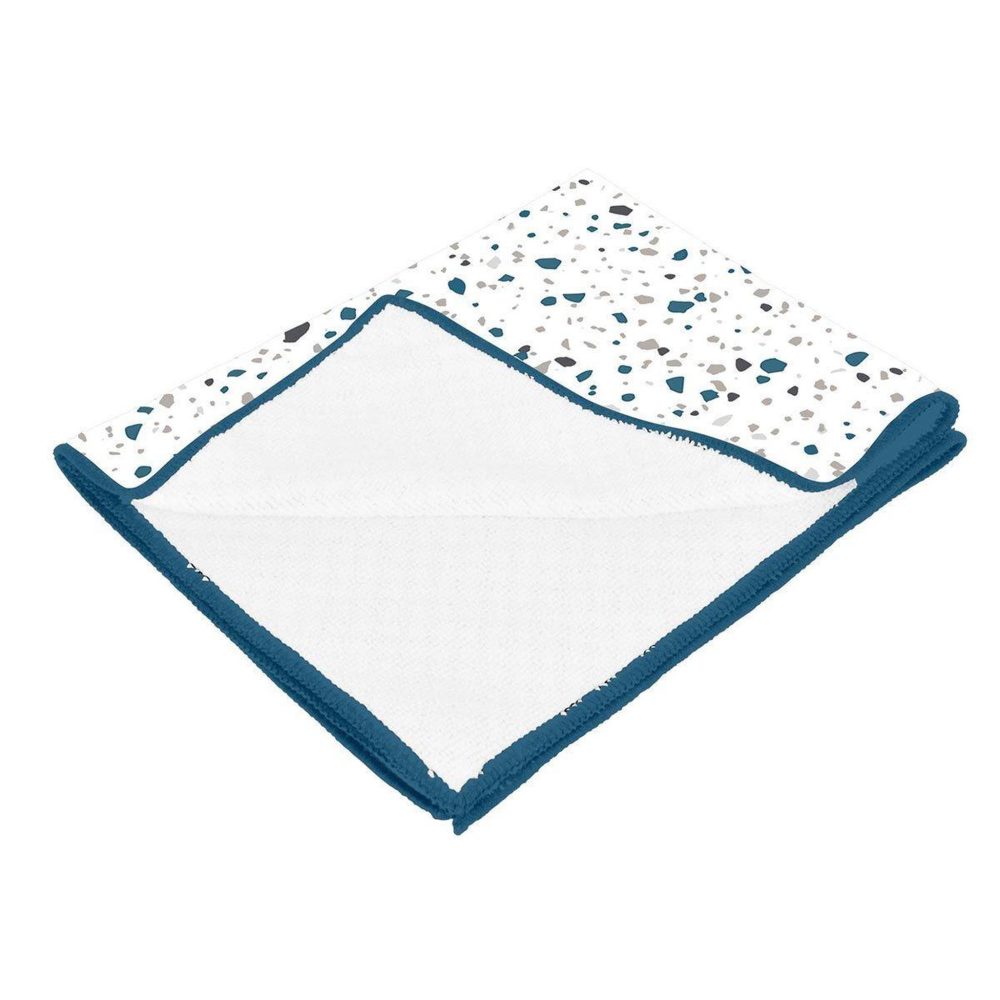 HOMEA Torchon de cuisine terrazzo 40x40cm blanc & bleu