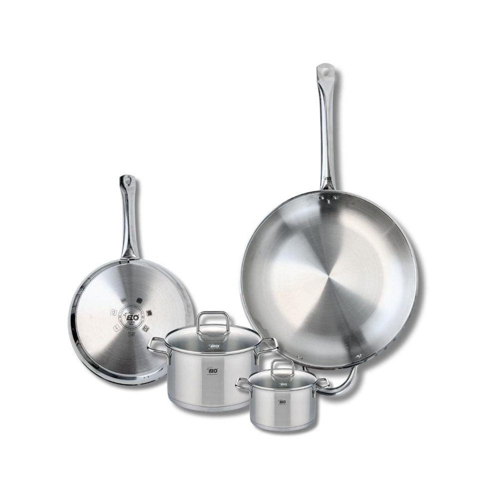ELO Ensemble de 2 poêles de cuisson 24 et 32 cm et 2 faitouts 12 et 16 cm elo profi citrin