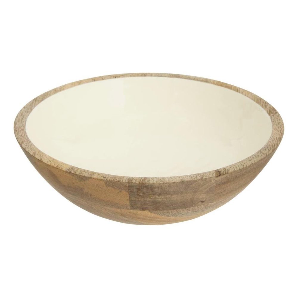 SECRET DE GOURMET Saladier en bois inaya 25cm blanc