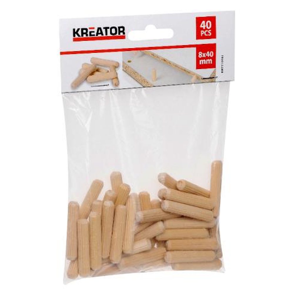 KREATOR Lot de 30 tourillons bois Ø 10x40mm