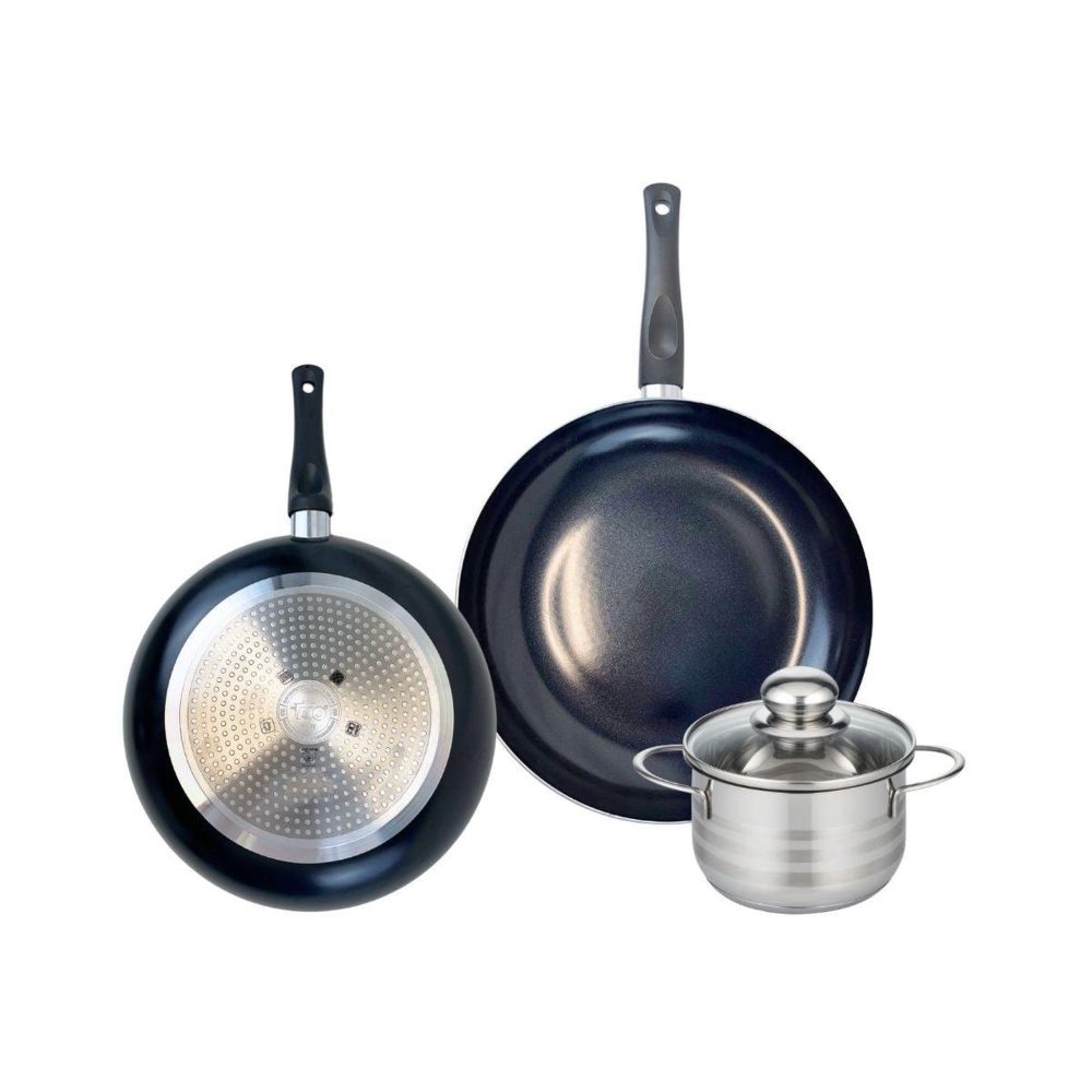 ELO Ensemble de 2 poêles de cuisson 28 et 32 cm et 1 faitout 16 cm elo prima brillant