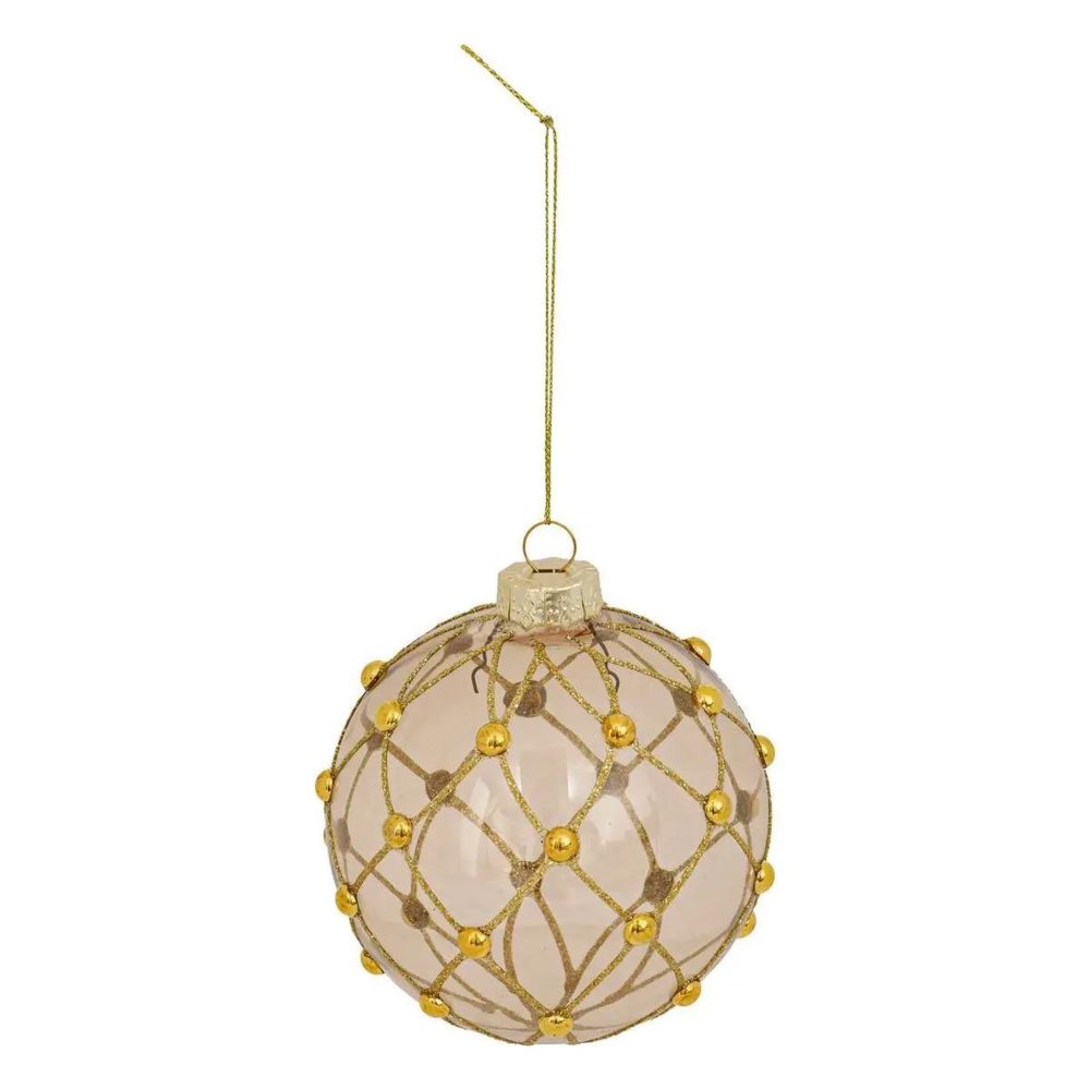 ATMOSPHERA Boule de noël en verre perle 10cm bronze
