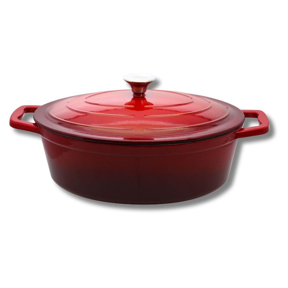 ELO Cocotte ovale en fonte émaillée 33 cm de long rouge cerise 4,9 l elo