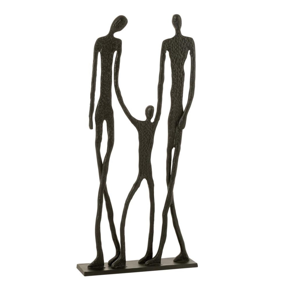 J-LINE Statue famille en métal ensemble 122cm noir