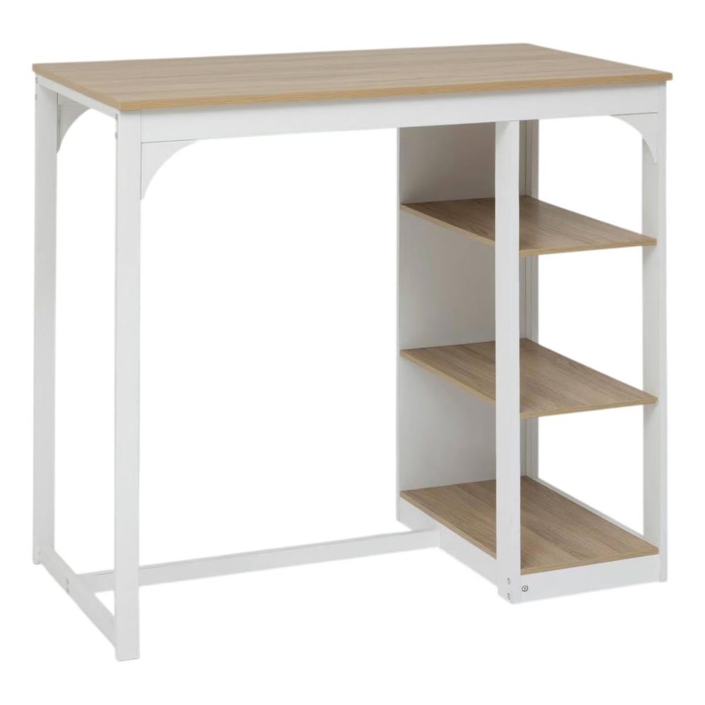 FIVE Table de bar eat up 105cm blanc & naturel