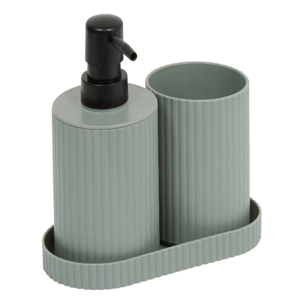 FIVE Lot de 3 accessoires de salle de bain mily 17cm vert