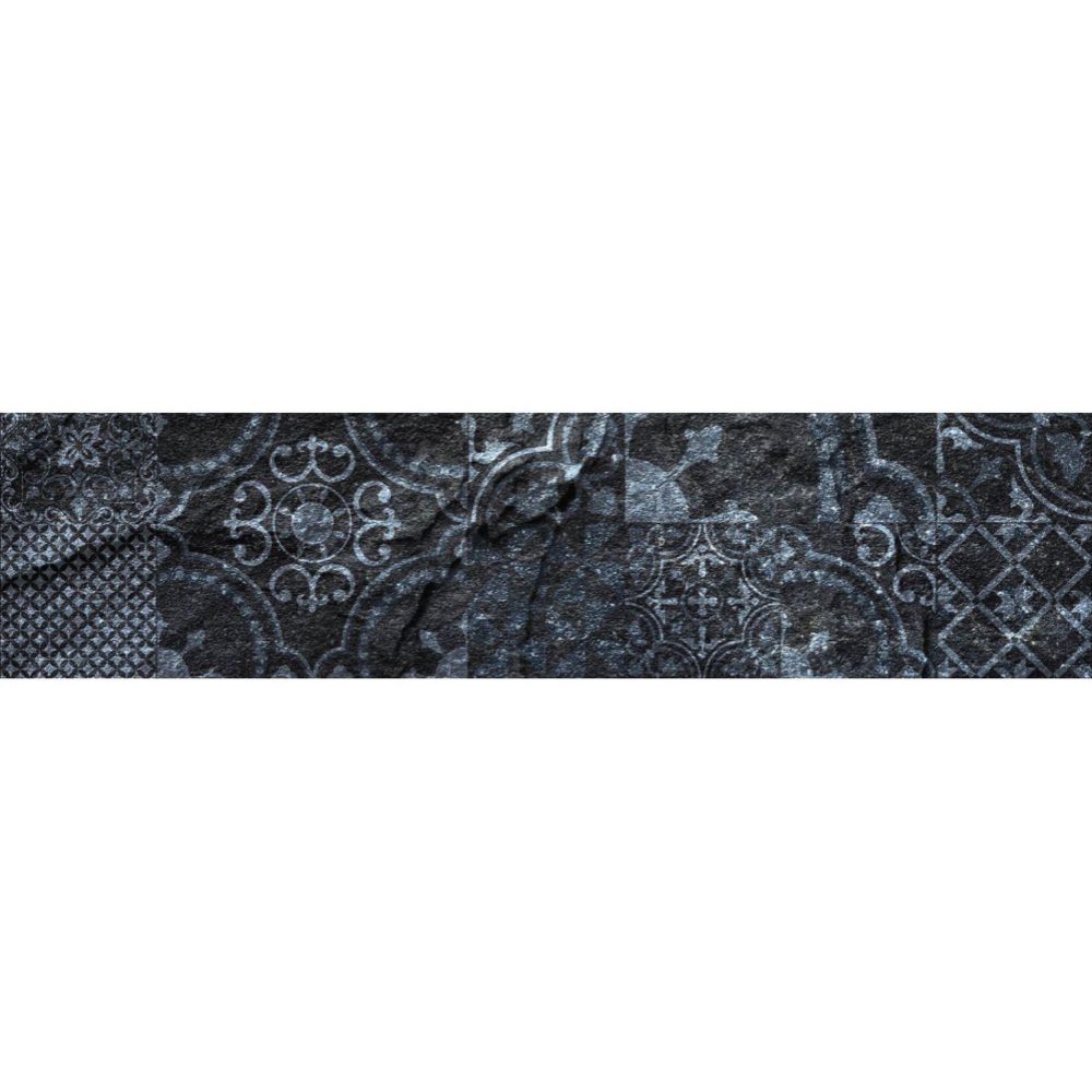 HABITABLE Crédence adhésive en alu imitation ardoise - l. 20 x l. 90 cm - noir