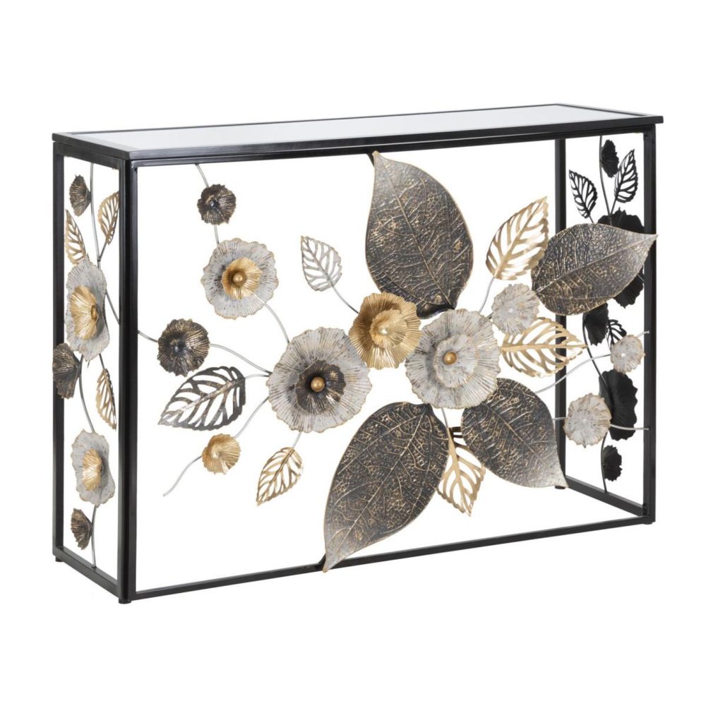 Paris Prix Console design en métal flora 111cm multicolore