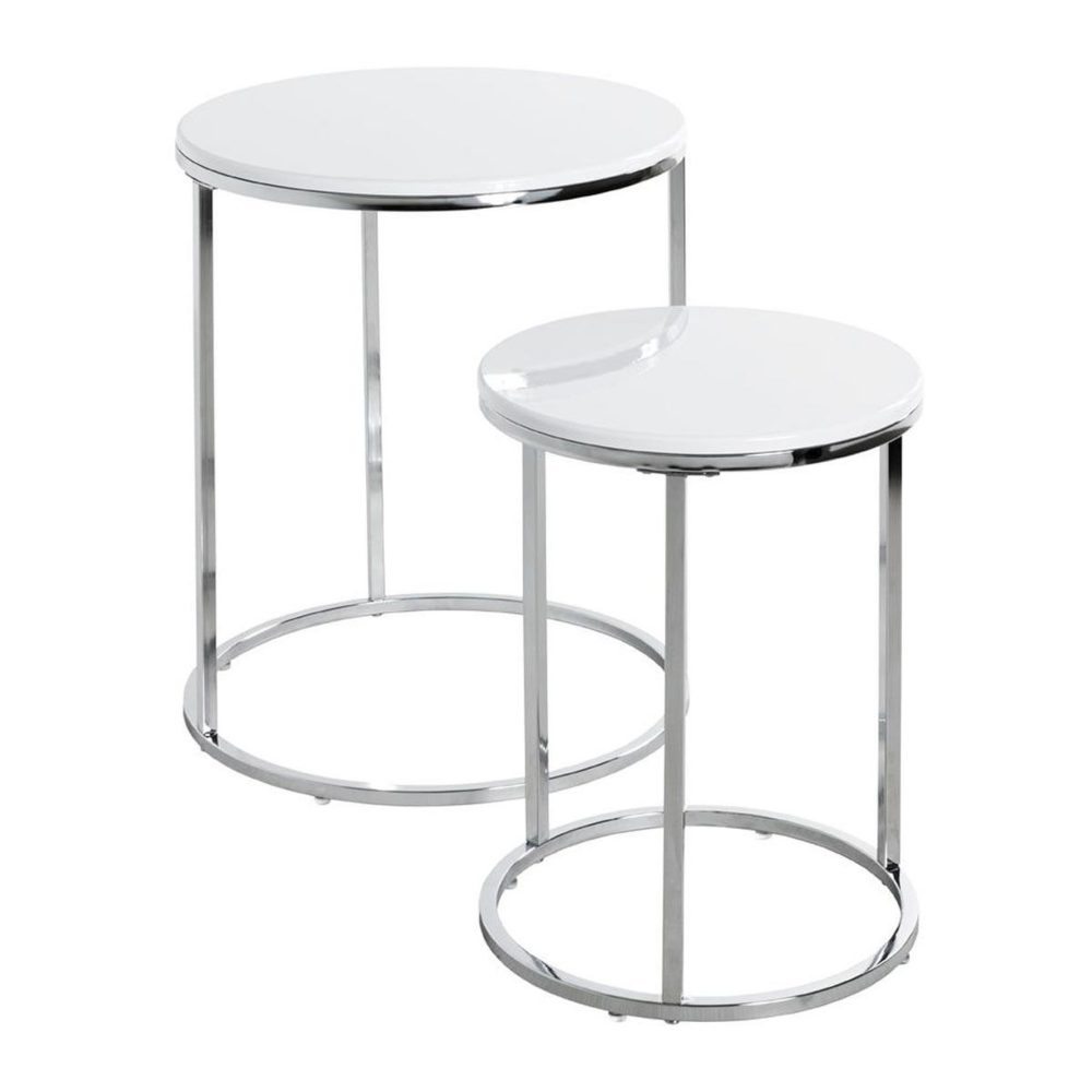 Paris Prix Lot de 2 tables d'appoint zélie 40cm blanc