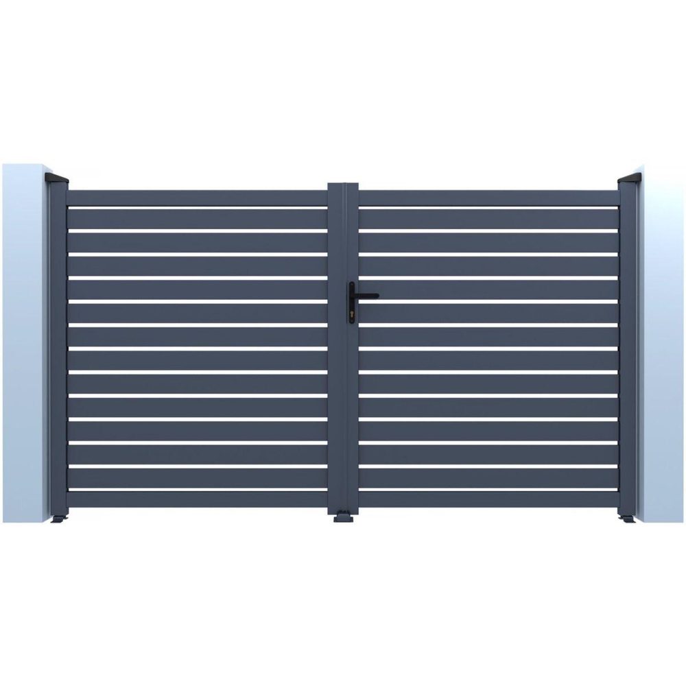 Habitat et Jardin Portail aluminium semi ajouré julien - 300 x 140 cm - gris