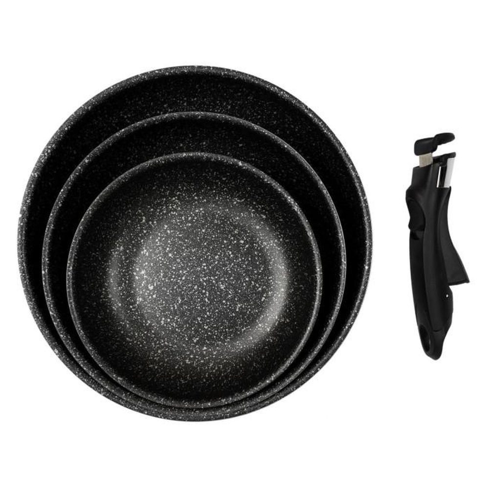 Paris Prix Lot de 3 Poêles Avec Poignée Pierre 29cm Noir