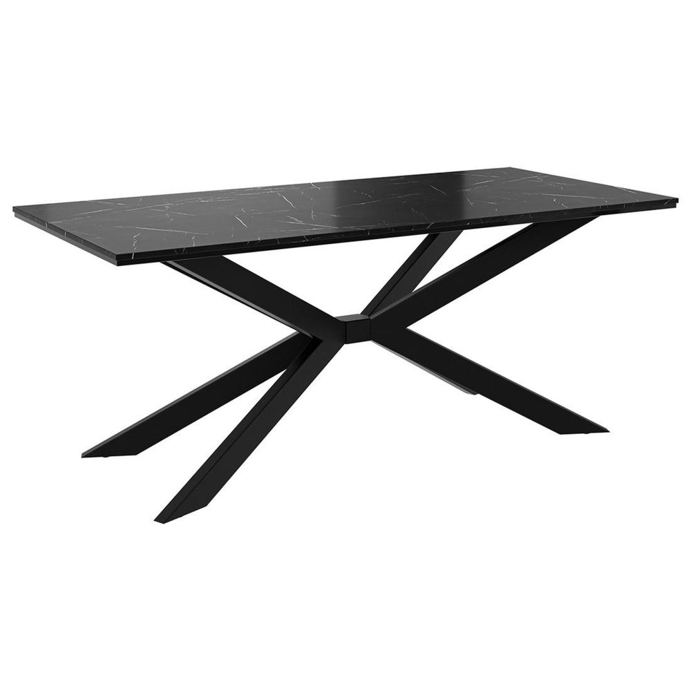 BEST MOBILIER Casey - table à manger - plateau effet marbre - pieds en métal - 4 à 8 personnes