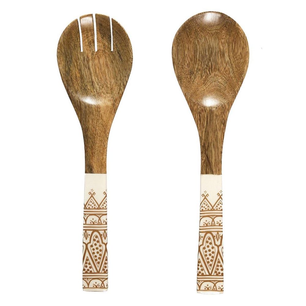 The Home Deco Factory Couverts à salade en bois dune 30cm terracotta