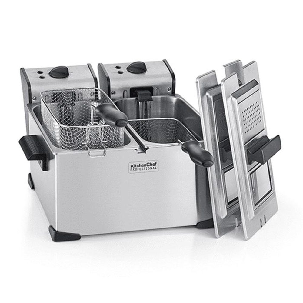 Kitchen chef Friteuse double 2x3.5l 4000w inox - kcpfr70x