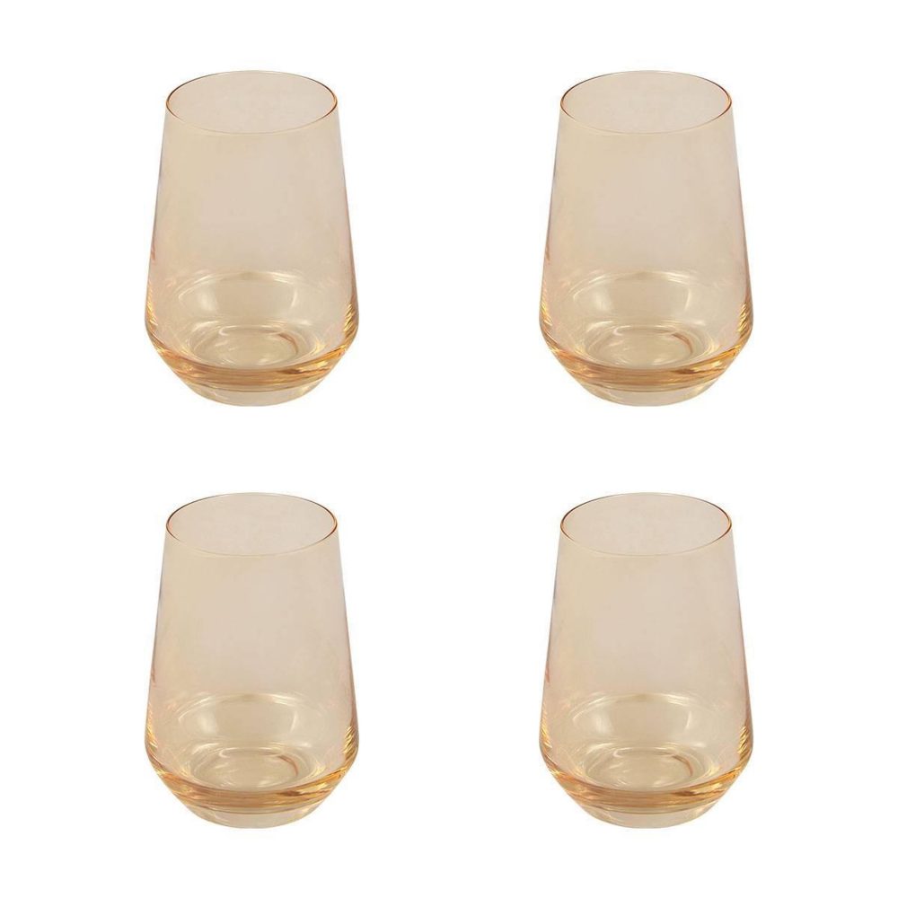 SECRET DE GOURMET Lot de 4 verres à eau ambre 41cl ambre