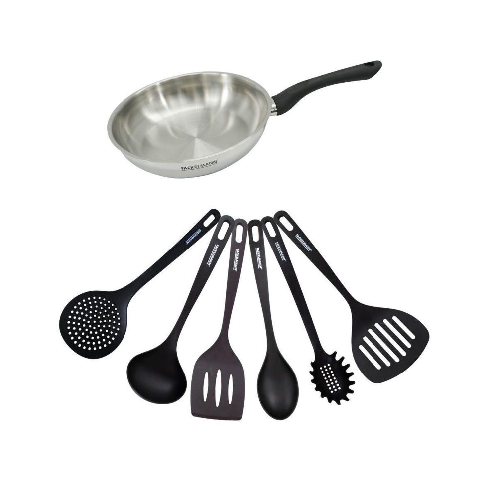 Fackelmann Set poêle 24 cm en inox et 6 ustensiles fackelmann geneva